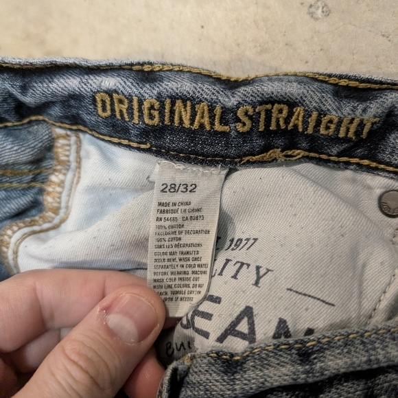 American Eagle Mens 28x32 (28x30.5) Denim Jeans Straight Leg Original Blue - Picture 2 of 6